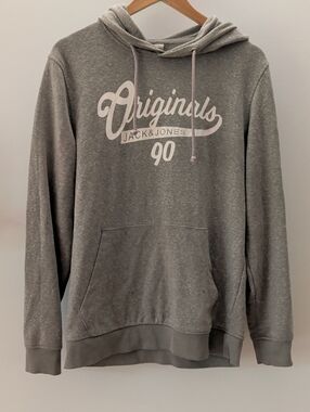 Jack & Jones Grey 'Originals 90' Pullover Hoodie